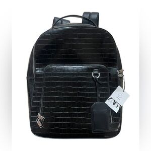 Zara Faux Leather Croc Embossed Backpack